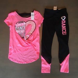 Justice DANCE Strappy Back Ringer Tee & Leggings 6